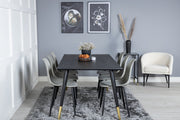 Venture Design Dipp & Polar Rektangulära Matbord 180 x 90 Svart + Matstolar 2-pack Grå