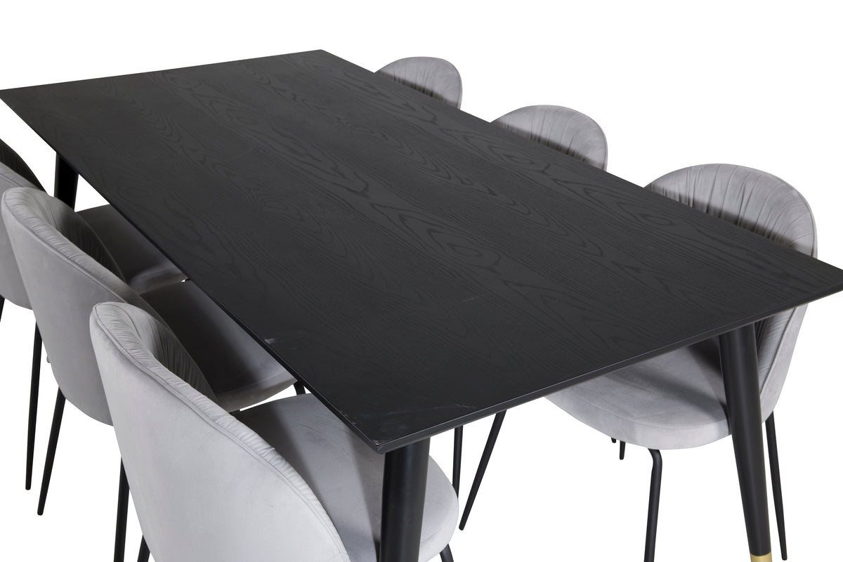 Venture Design Wrinkles & Dipp Matstolar Grå + Matbord 90x180