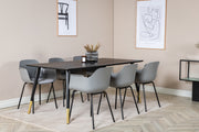 Venture Design Comfort & Dipp Matstolar 2-pack Grå + Rektangulära Matbord 180 x 90 Svart