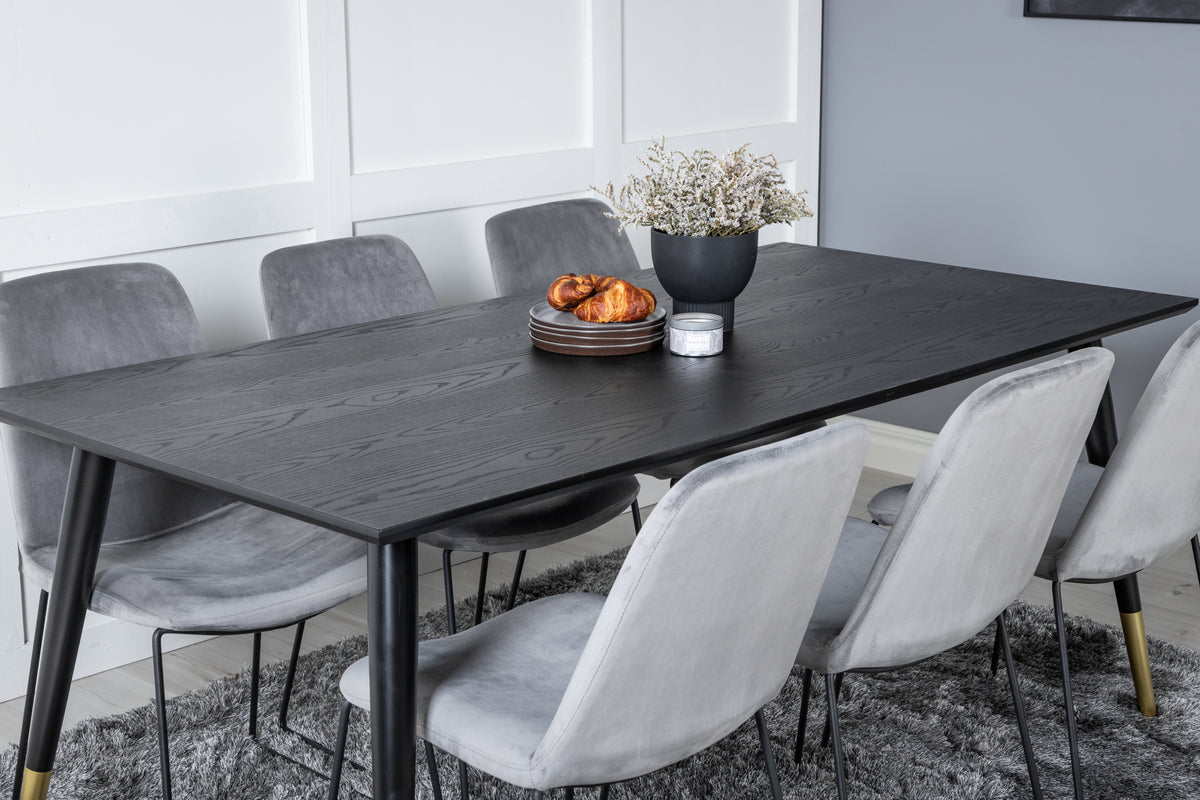 Venture Design Muce & Dipp Matstolar 2-pack Grå + Rektangulära Matbord 180 x 90 Svart