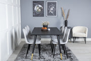 Venture Design Dipp & Polar Rektangulära Matbord 180 x 90 Svart + Matstolar 2-pack Grå