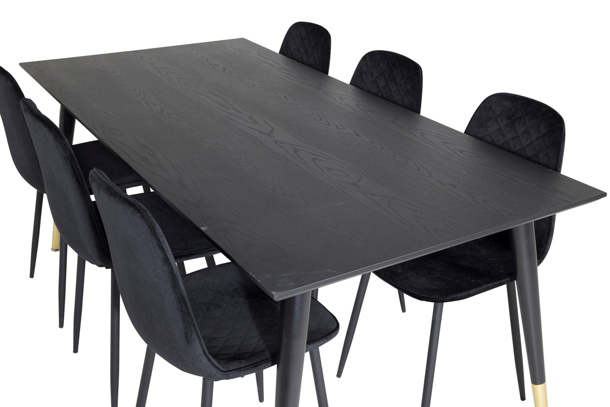 Venture Design Dipp & Polar Rektangulära Matbord 180 x 90 Svart + Matstolar 2-pack Svart
