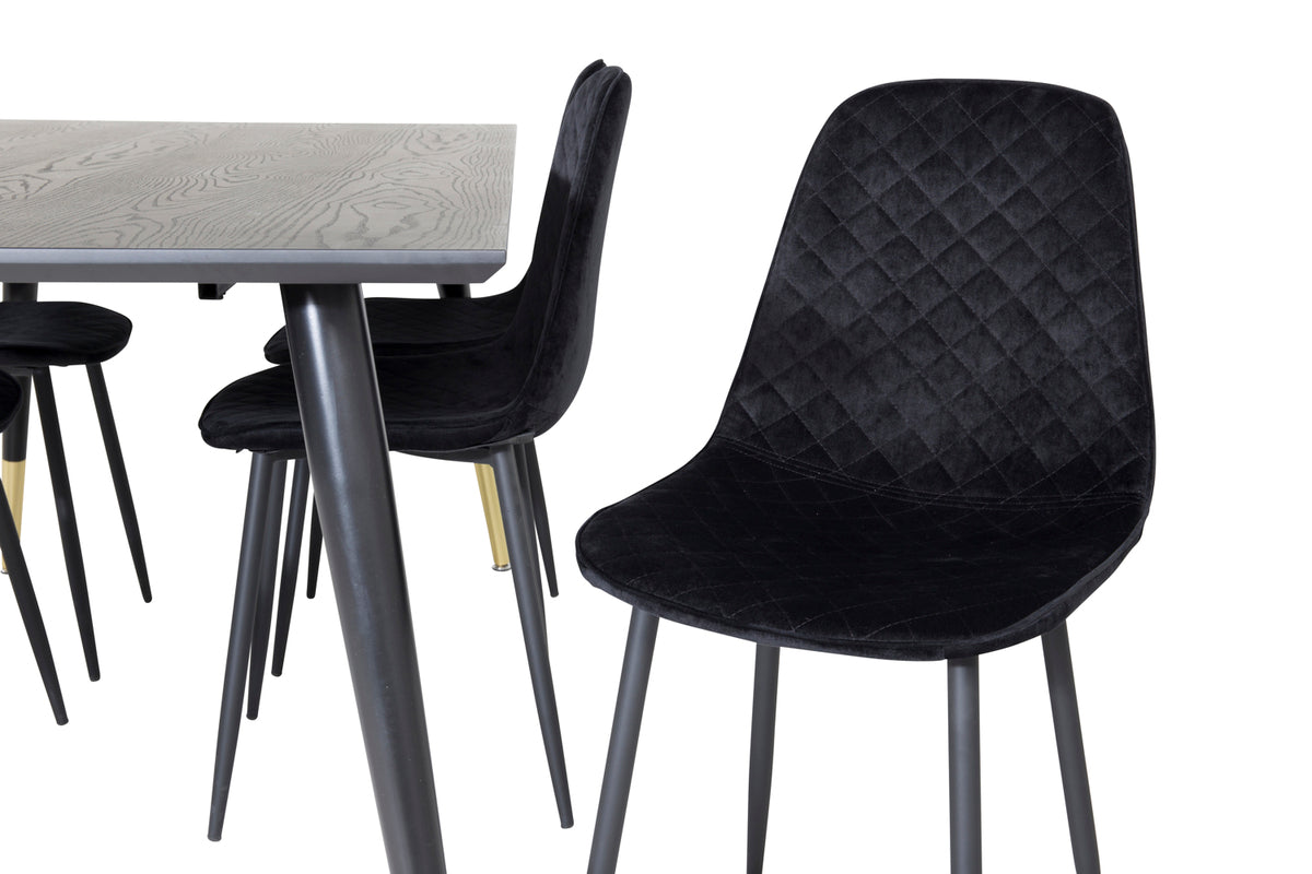Venture Design Dipp & Polar Rektangulära Matbord 180 x 90 Svart + Matstolar 2-pack Svart