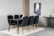 Venture Design Dipp & Velvet Deluxe Rektangulära Matbord 180 x 90 Svart + Matstolar 2-pack Svart