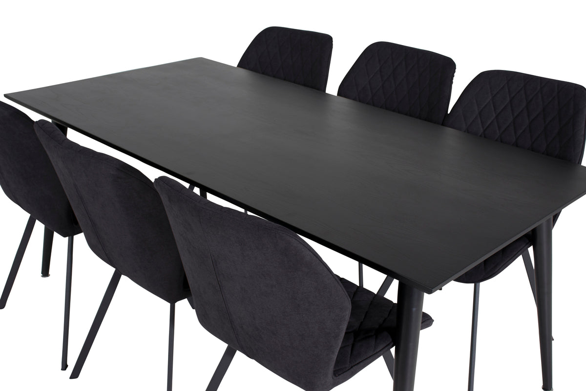 Venture Design Gemma & Dipp Matstolar 2-pack Svart + Rektangulära Matbord 180 x 90 Svart