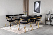 Venture Design Arrow & Dipp Matstolar 2-pack Svart + Rektangulära Matbord 180 x 90 Svart