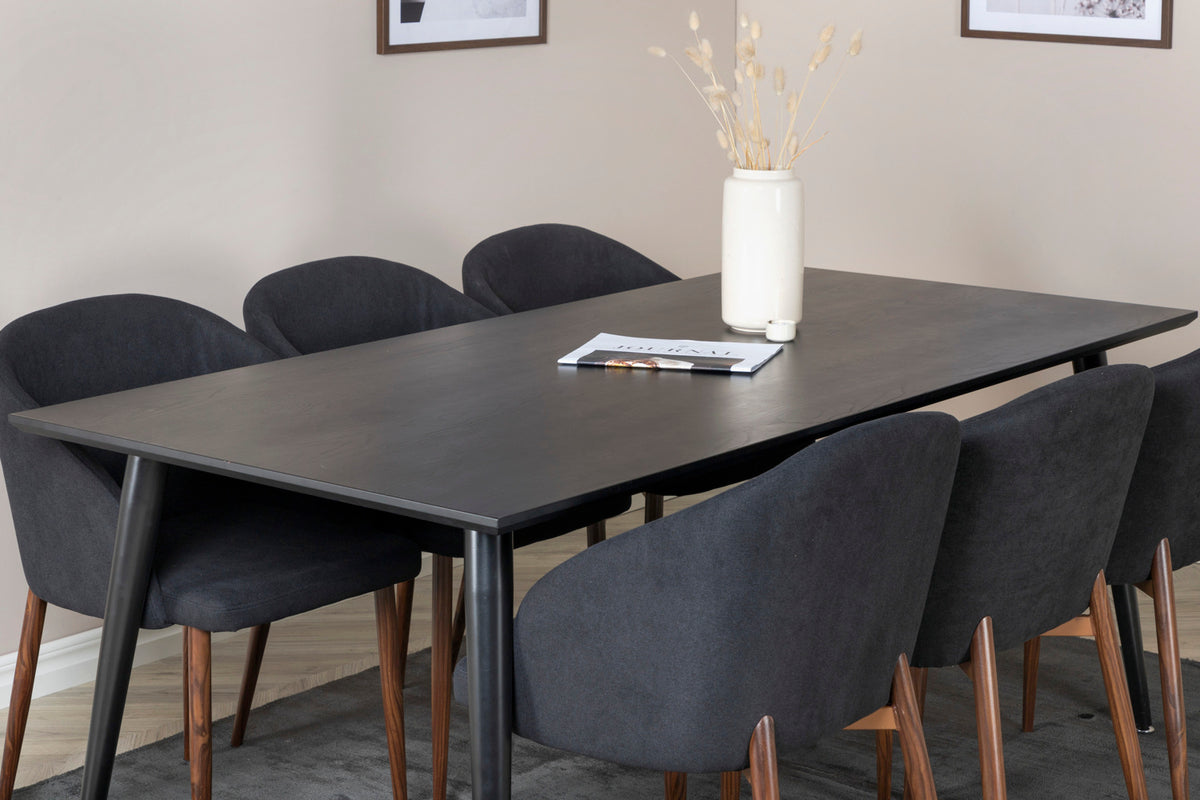 Venture Design Arch & Dipp Matstolar 2-pack Svart + Rektangulära Matbord 180 x 90 Svart