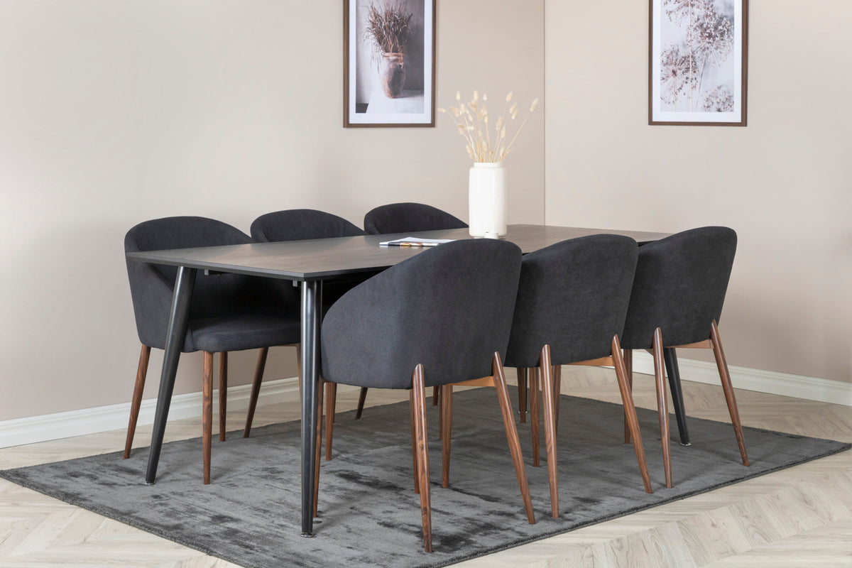 Venture Design Arch & Dipp Matstolar 2-pack Svart + Rektangulära Matbord 180 x 90 Svart