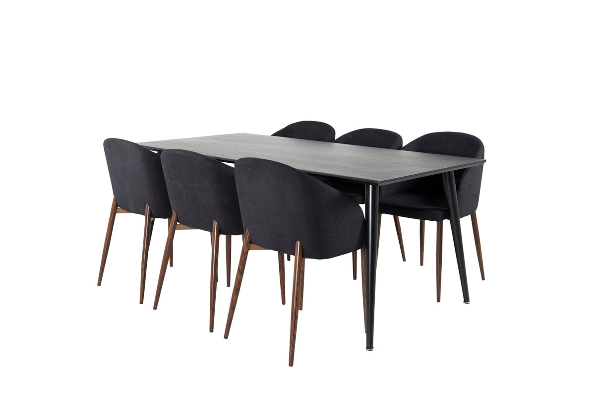 Venture Design Arch & Dipp Matstolar 2-pack Svart + Rektangulära Matbord 180 x 90 Svart