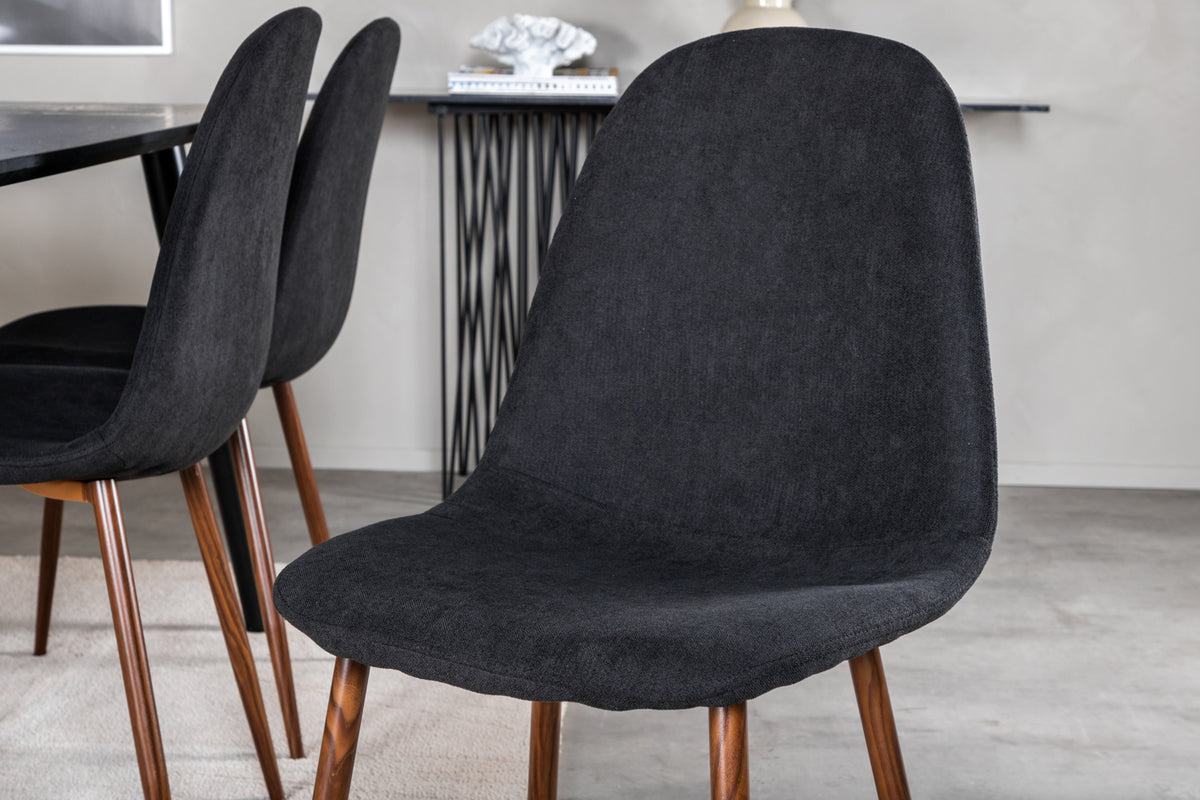 Venture Design Dipp & Polar Rektangulära Matbord 180 x 90 Svart + Matstolar 2-pack Svart