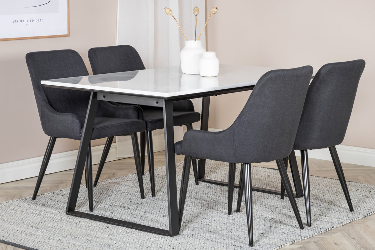 Venture Design Plaza & Estelle Matstolar 2-pack Svart + Rektangulära Matbord 140 x 90 Svart