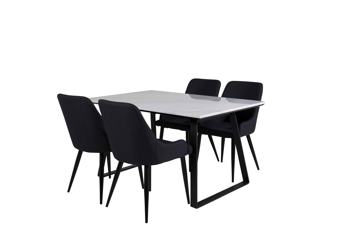 Venture Design Plaza & Estelle Matstolar 2-pack Svart + Rektangulära Matbord 140 x 90 Svart