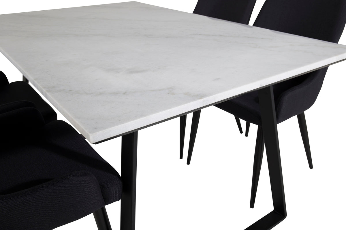Venture Design Plaza & Estelle Matstolar 2-pack Svart + Rektangulära Matbord 140 x 90 Svart