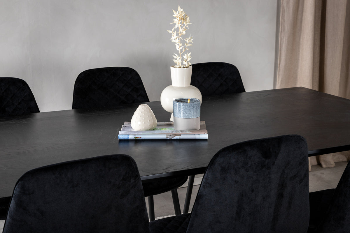 Venture Design Dipp & Polar Rektangulära Matbord 180 x 90 Svart + Matstolar 2-pack Svart