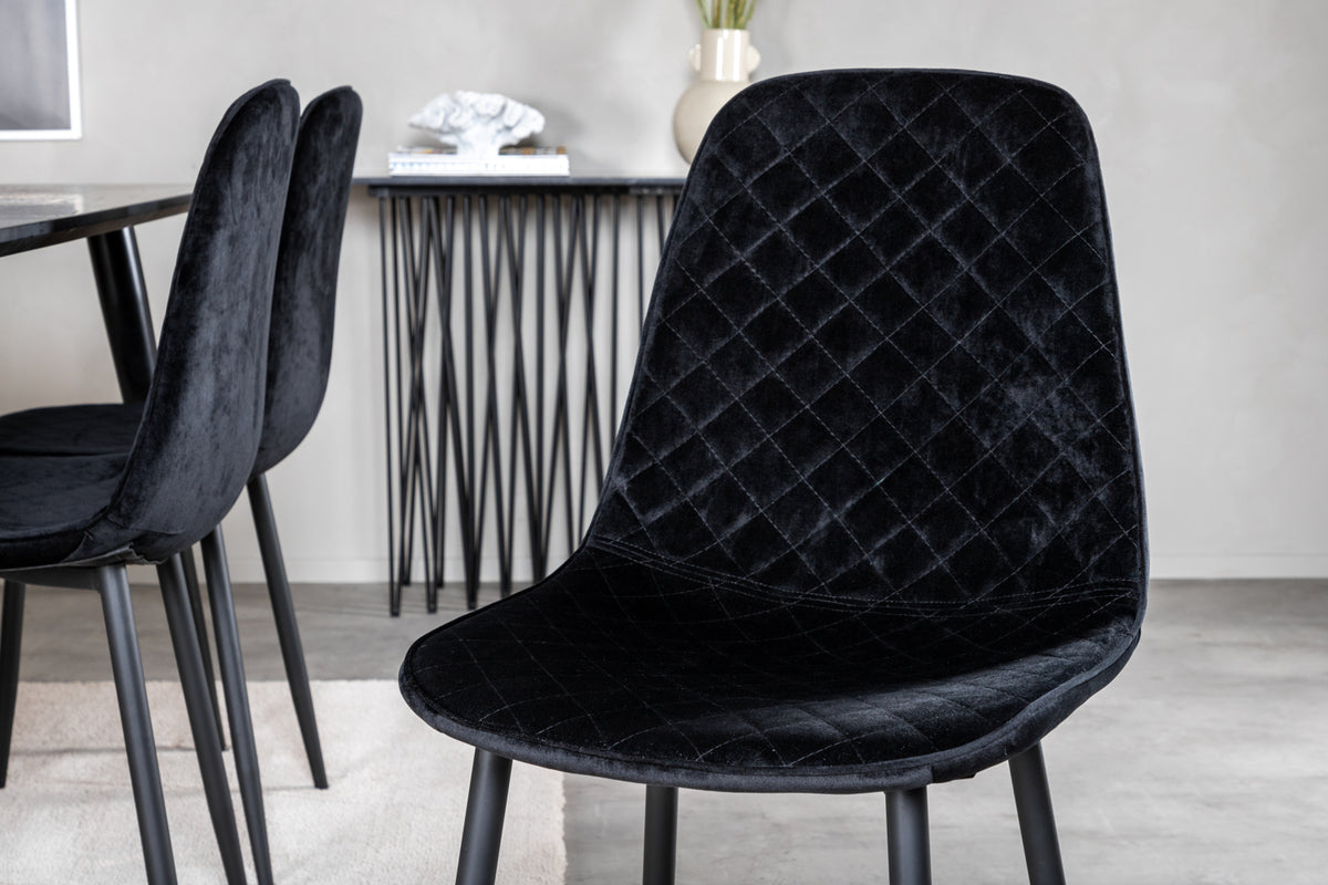 Venture Design Dipp & Polar Rektangulära Matbord 180 x 90 Svart + Matstolar 2-pack Svart