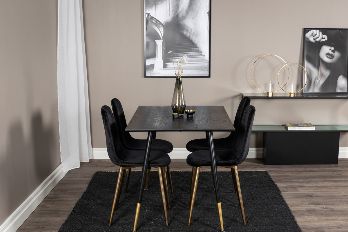 Venture Design Dipp & Polar Rektangulära Matbord 120 x 85 Svart + Matstolar 2-pack Svart