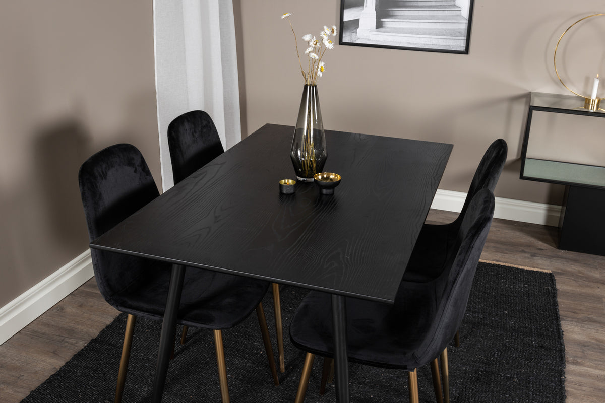 Venture Design Dipp & Polar Rektangulära Matbord 120 x 85 Svart + Matstolar 2-pack Svart