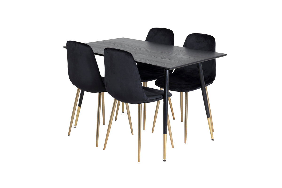 Venture Design Dipp & Polar Rektangulära Matbord 120 x 85 Svart + Matstolar 2-pack Svart