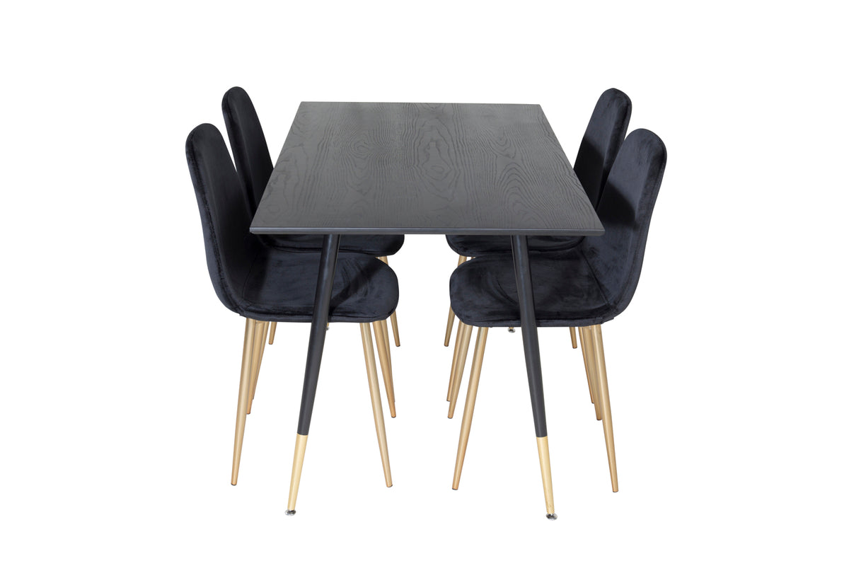 Venture Design Dipp & Polar Rektangulära Matbord 120 x 85 Svart + Matstolar 2-pack Svart