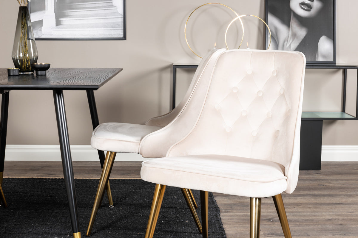 Venture Design Dipp & Velvet Deluxe Matbord 85x120 + Matstolar Beige