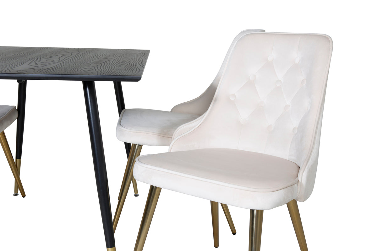 Venture Design Dipp & Velvet Deluxe Matbord 85x120 + Matstolar Beige