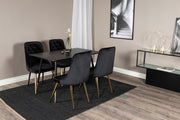 Venture Design Dipp & Velvet Deluxe Rektangulära Matbord 120 x 85 Svart + Matstolar 2-pack Svart