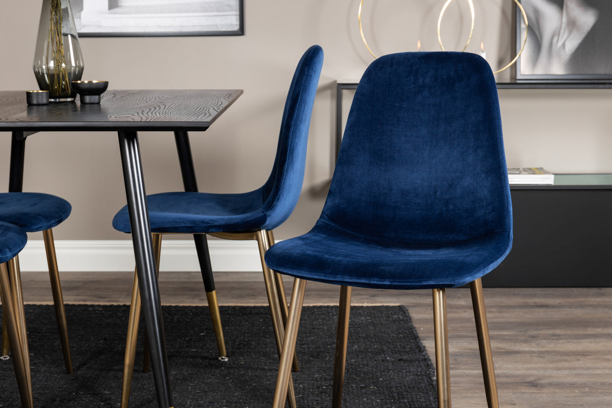 Venture Design Dipp & Polar Rektangulära Matbord 120 x 85 Svart + Matstolar 2-pack Blå