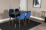 Venture Design Dipp & Polar Rektangulära Matbord 120 x 85 Svart + Matstolar 2-pack Blå
