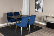 Venture Design Dipp & Velvet Deluxe Matbord 85x120 + Matstolar Blå