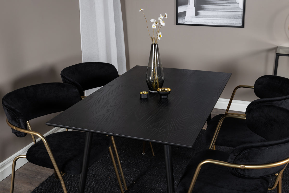 Venture Design Arrow & Dipp Matstolar 2-pack Svart + Rektangulära Matbord 120 x 85 Svart
