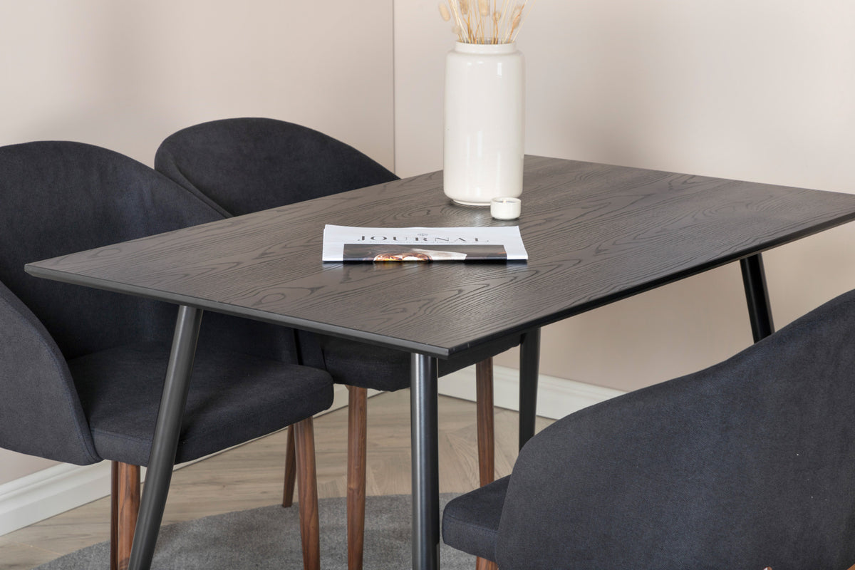 Venture Design Arch & Dipp Matstolar 2-pack Svart + Rektangulära Matbord 120 x 85 Svart