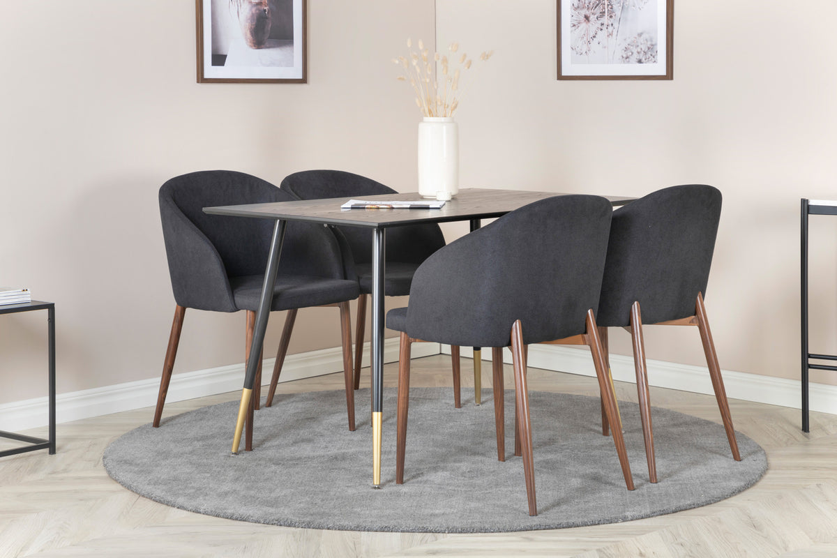 Venture Design Arch & Dipp Matstolar 2-pack Svart + Rektangulära Matbord 120 x 85 Svart