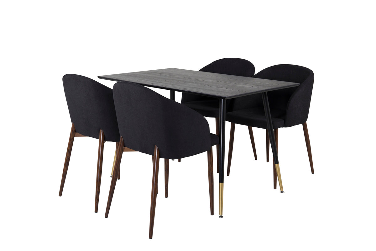 Venture Design Arch & Dipp Matstolar 2-pack Svart + Rektangulära Matbord 120 x 85 Svart