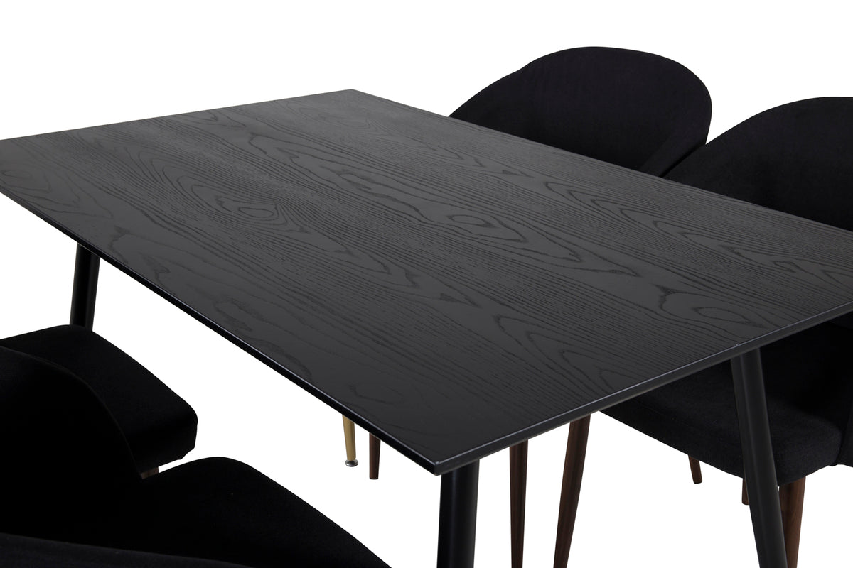 Venture Design Arch & Dipp Matstolar 2-pack Svart + Rektangulära Matbord 120 x 85 Svart