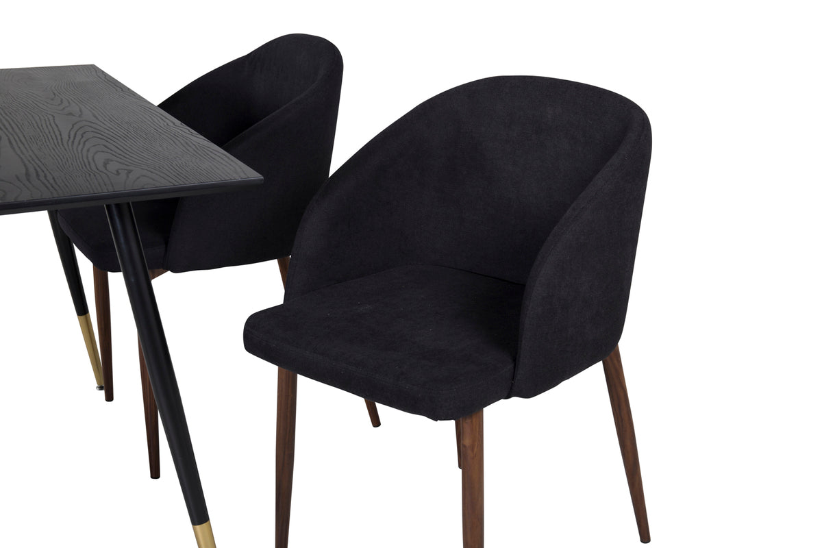 Venture Design Arch & Dipp Matstolar 2-pack Svart + Rektangulära Matbord 120 x 85 Svart