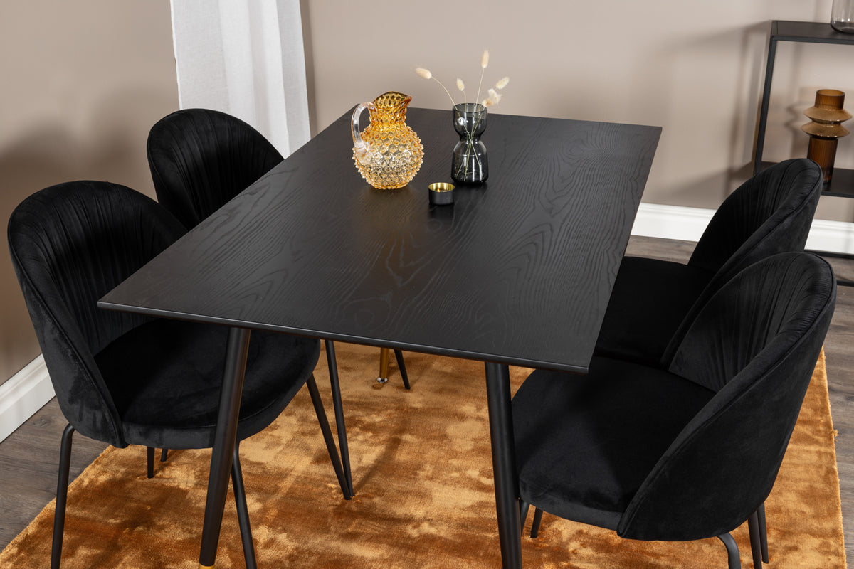 Venture Design Wrinkles & Dipp Matstolar 2-pack Svart + Rektangulära Matbord 120 x 85 Svart