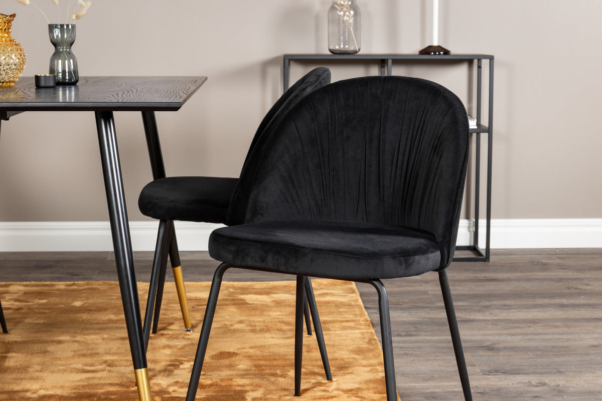 Venture Design Wrinkles & Dipp Matstolar 2-pack Svart + Rektangulära Matbord 120 x 85 Svart