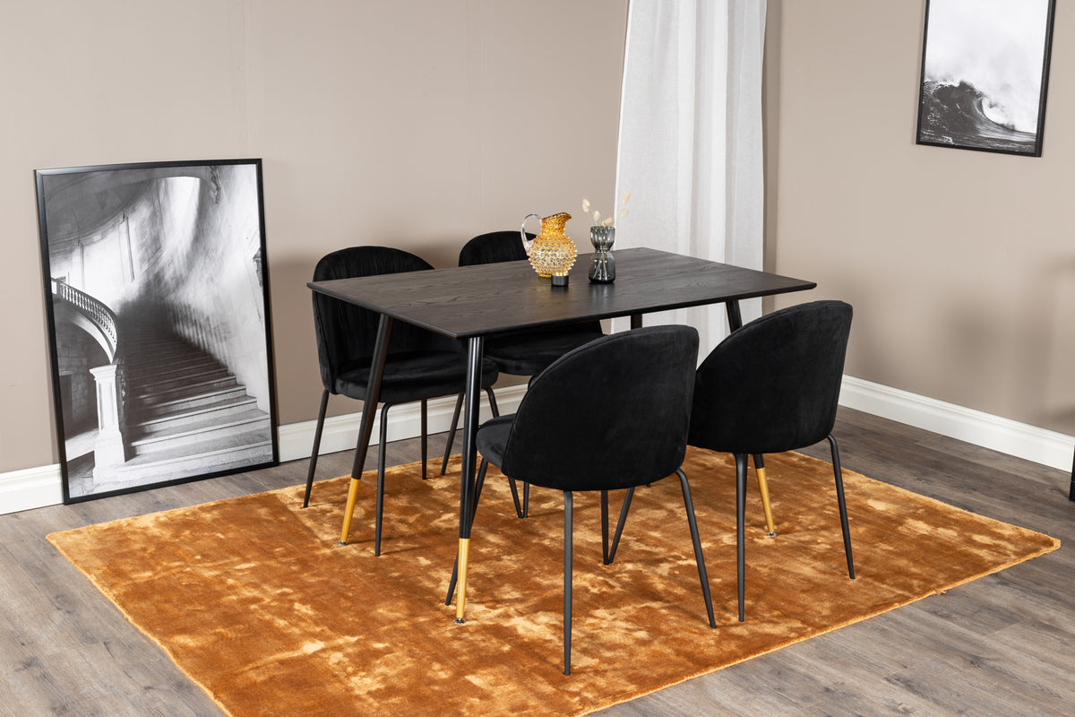 Venture Design Wrinkles & Dipp Matstolar 2-pack Svart + Rektangulära Matbord 120 x 85 Svart