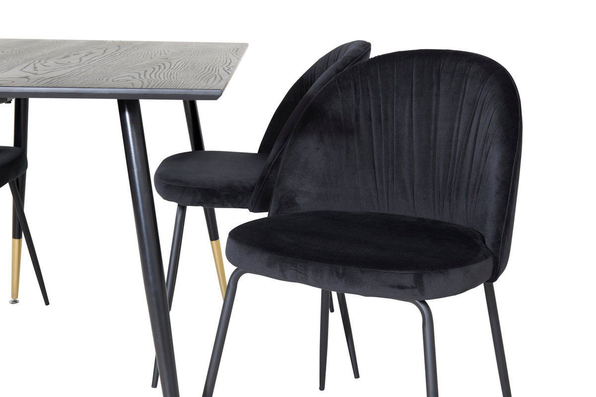 Venture Design Wrinkles & Dipp Matstolar 2-pack Svart + Rektangulära Matbord 120 x 85 Svart