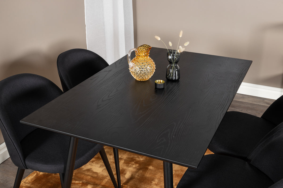 Venture Design Dipp & Velvet Rektangulära Matbord 120 x 85 Svart + Matstolar 2-pack Svart