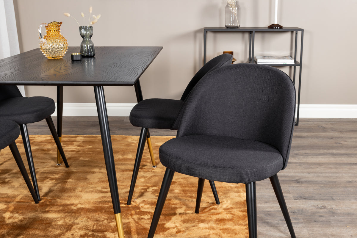 Venture Design Dipp & Velvet Rektangulära Matbord 120 x 85 Svart + Matstolar 2-pack Svart