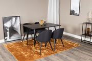 Venture Design Dipp & Velvet Rektangulära Matbord 120 x 85 Svart + Matstolar 2-pack Svart