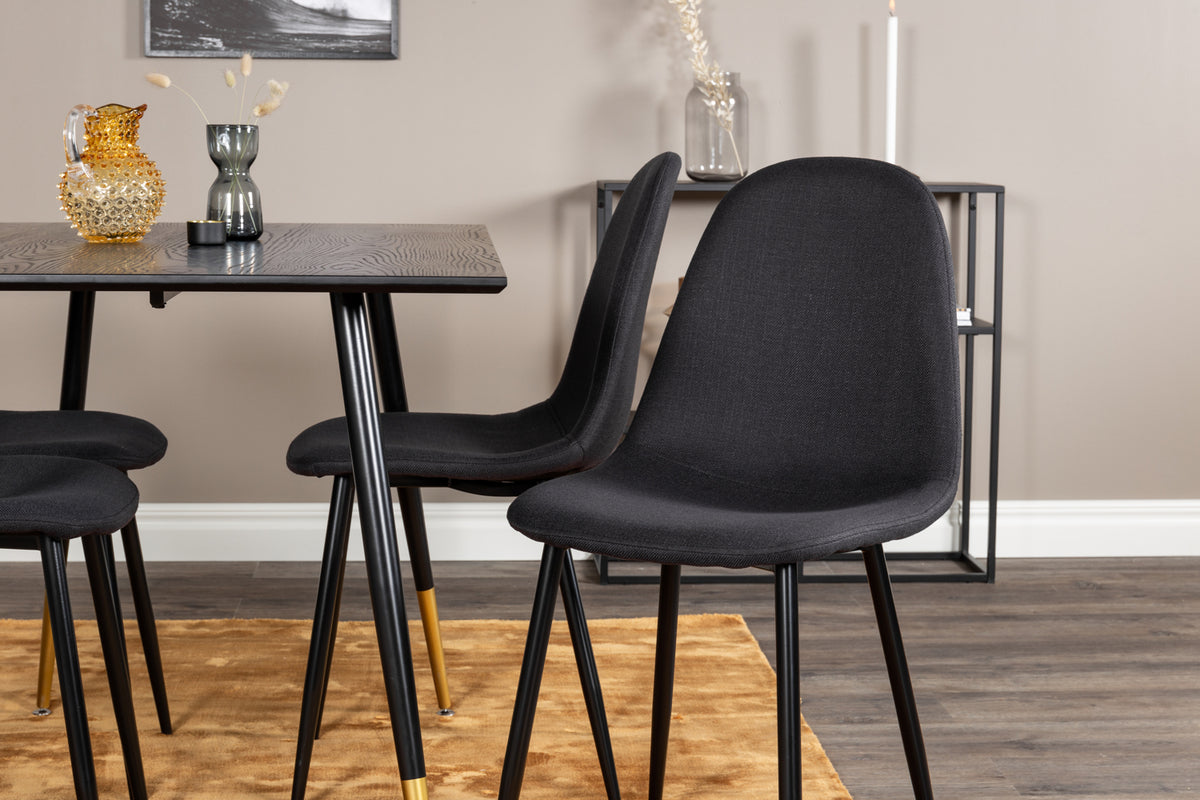 Venture Design Dipp & Polar Rektangulära Matbord 120 x 85 Svart + Matstolar 2-pack Svart