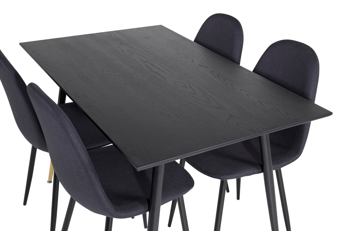 Venture Design Dipp & Polar Rektangulära Matbord 120 x 85 Svart + Matstolar 2-pack Svart