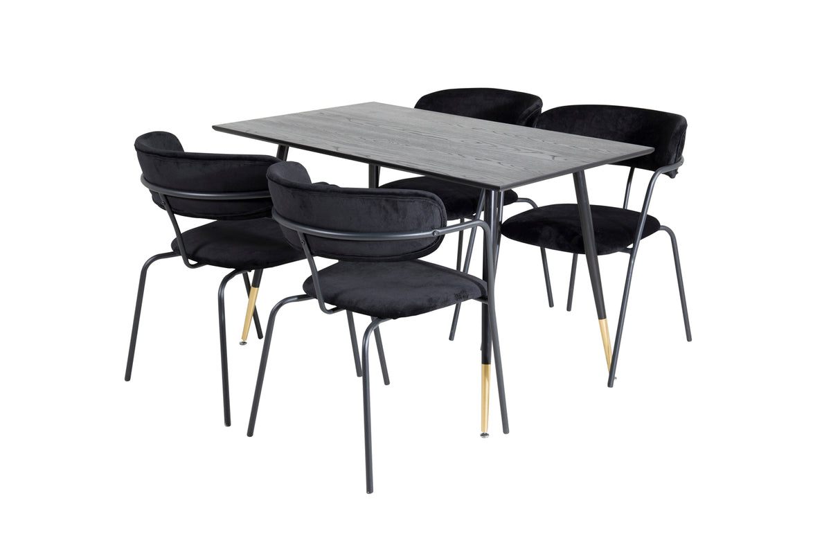 Venture Design Arrow & Dipp Matstolar Svart + Matbord 85x120