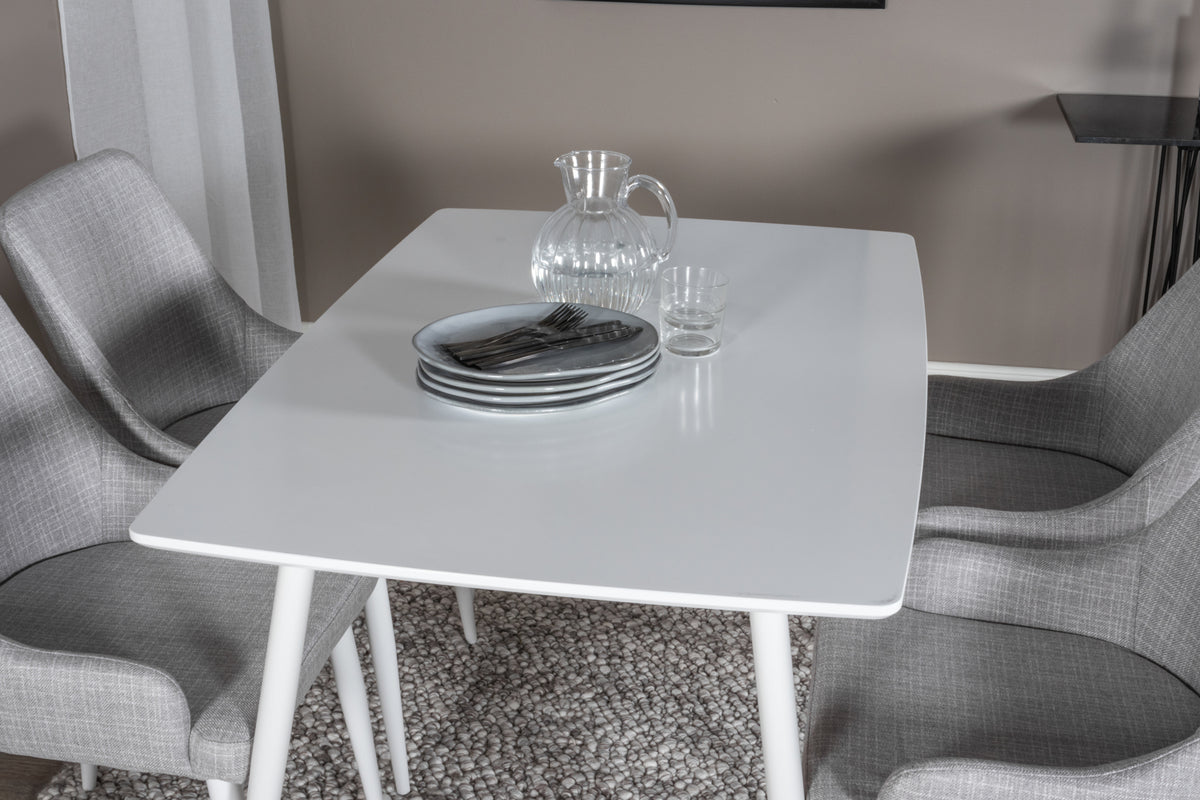 Venture Design Plaza & Polar Matstolar 2-pack Grå + Rektangulära Matbord 120 x 75 Vit