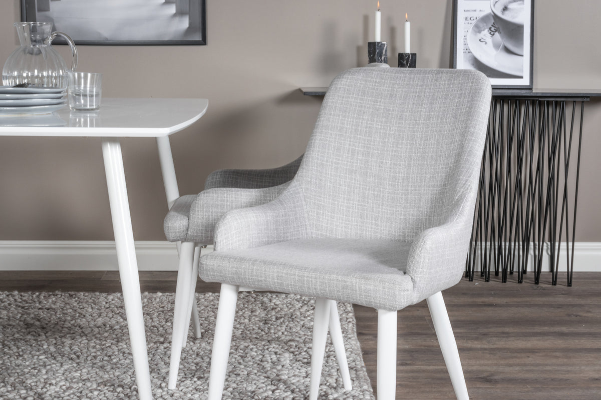Venture Design Plaza & Polar Matstolar 2-pack Grå + Rektangulära Matbord 120 x 75 Vit