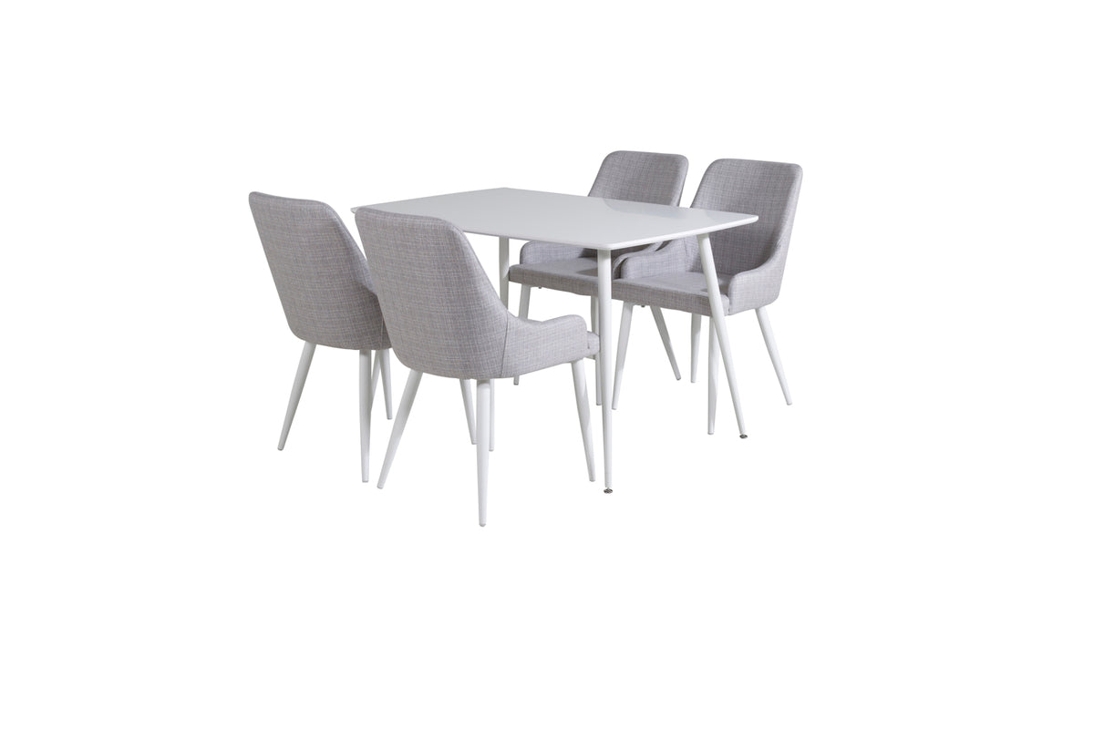 Venture Design Plaza & Polar Matstolar 2-pack Grå + Rektangulära Matbord 120 x 75 Vit