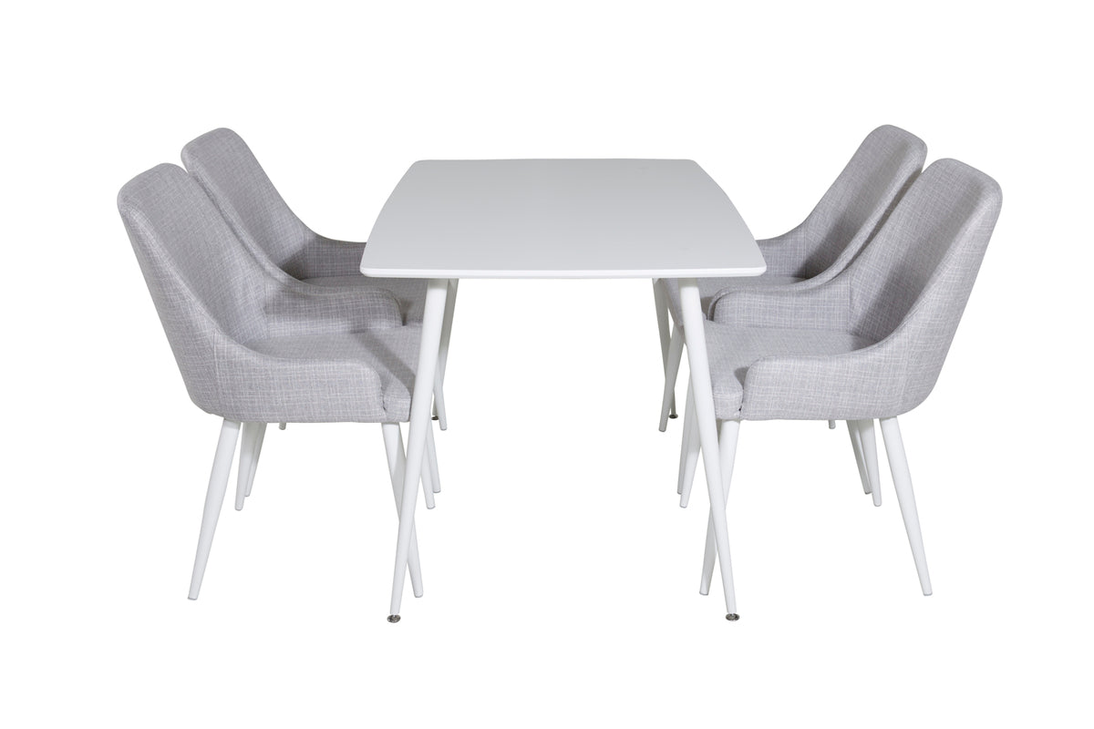 Venture Design Plaza & Polar Matstolar 2-pack Grå + Rektangulära Matbord 120 x 75 Vit