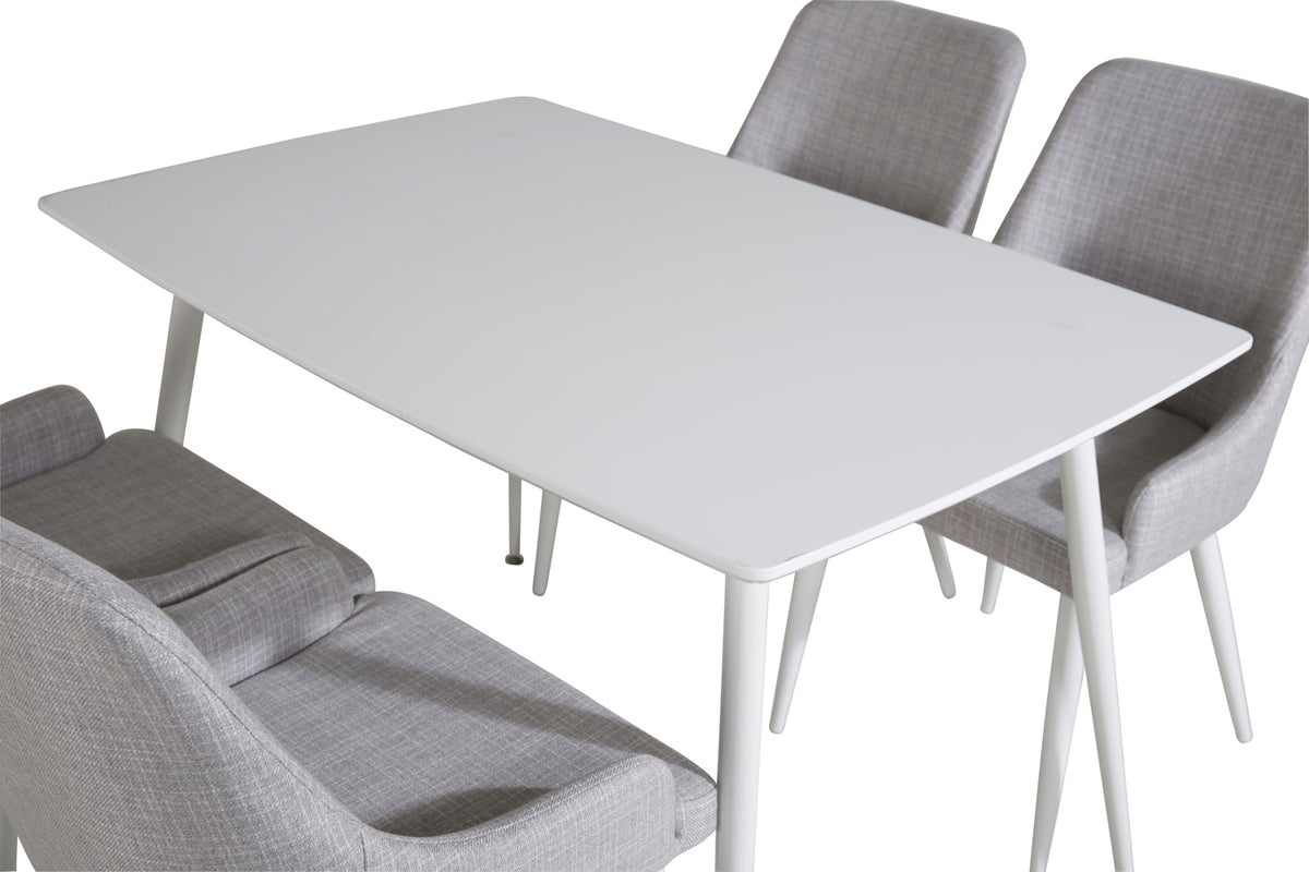 Venture Design Plaza & Polar Matstolar 2-pack Grå + Rektangulära Matbord 120 x 75 Vit